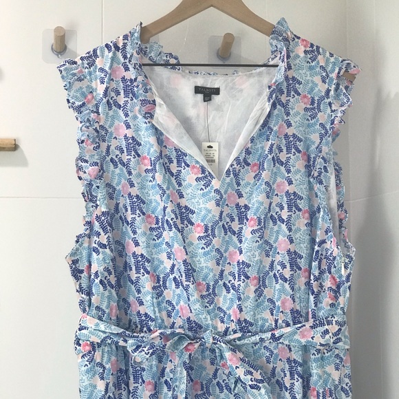 Talbots Sleeveless Floral Ruffle Tiered Midi Dress - Picture 2 of 10